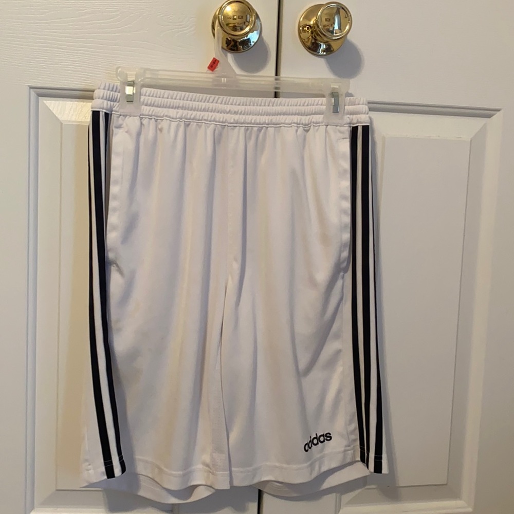 White Adidas athletic shorts
